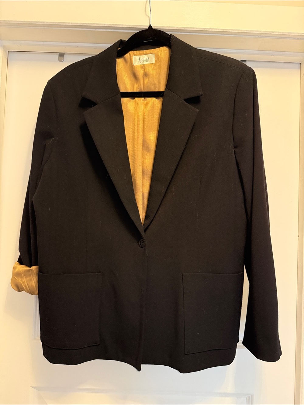 Laura Black Blazer with Gold Lining - Women’s Jacket